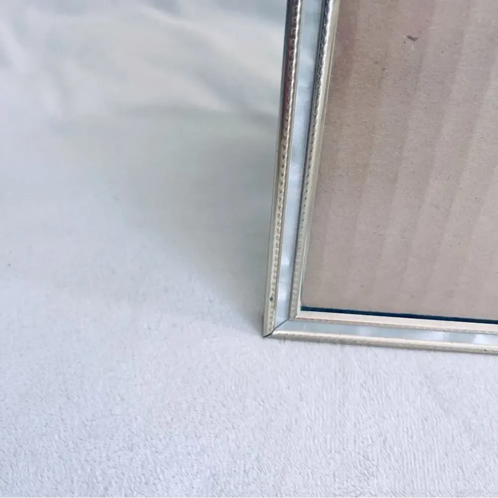 Vtg Photo Picture Frame Mid-Century 8x10 Mother of Pearl Style Gold Tone